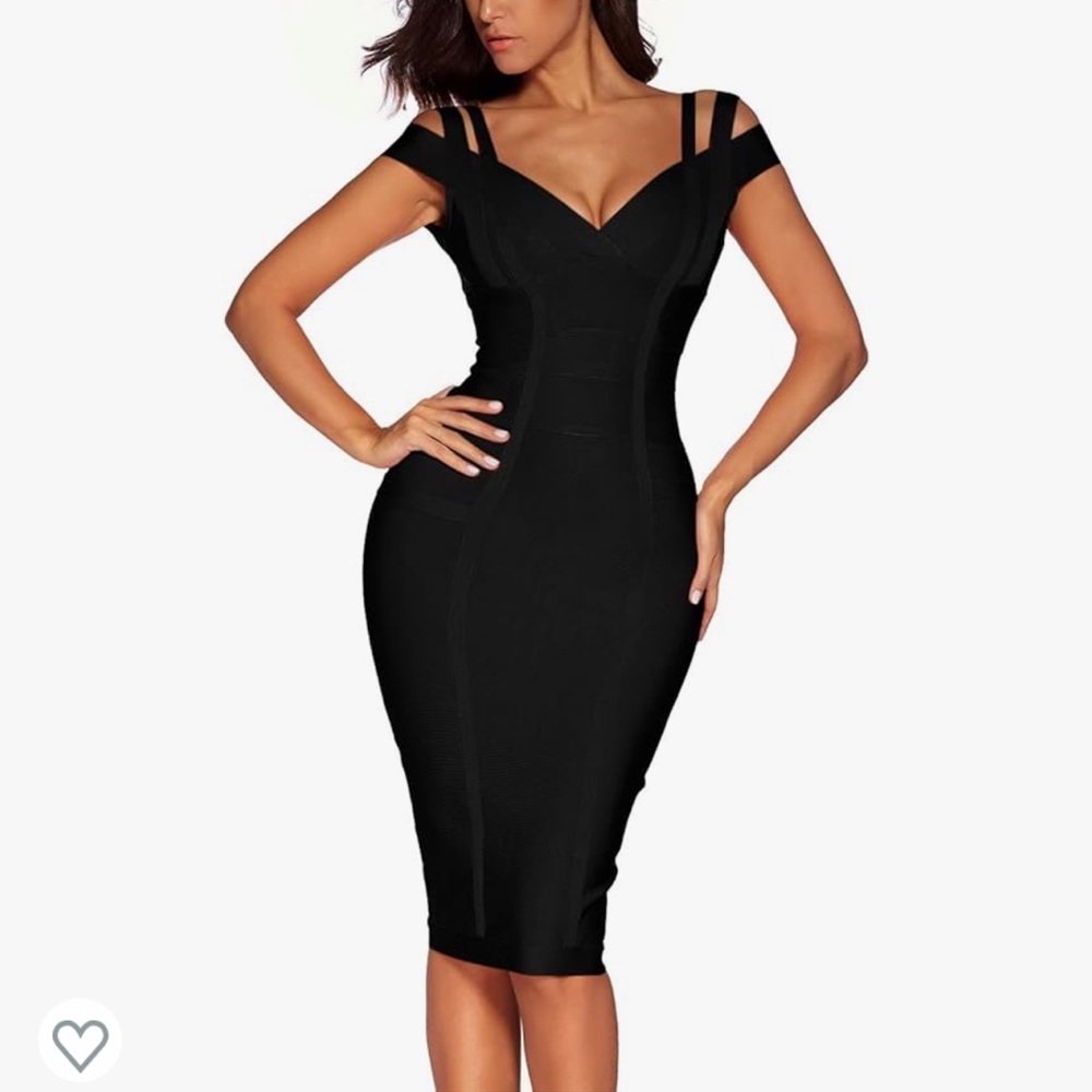 Black bodycon dress with gold zipper